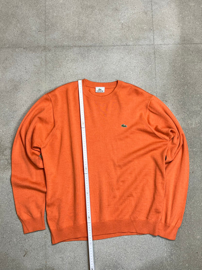 PFIRSICH ORANGE VINTAGE LACOSTE O-AUSSCHNITT STRICK (5 / GROß)