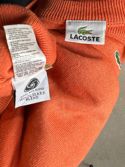 PFIRSICH ORANGE VINTAGE LACOSTE O-AUSSCHNITT STRICK (5 / GROß)