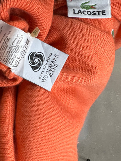 PFIRSICH ORANGE VINTAGE LACOSTE O-AUSSCHNITT STRICK (5 / GROß)