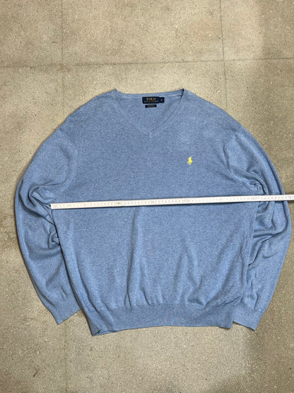 LT BLAUER VINTAGE RALPH LAUREN PIMA-BAUMWOLLSTRICK (XL)