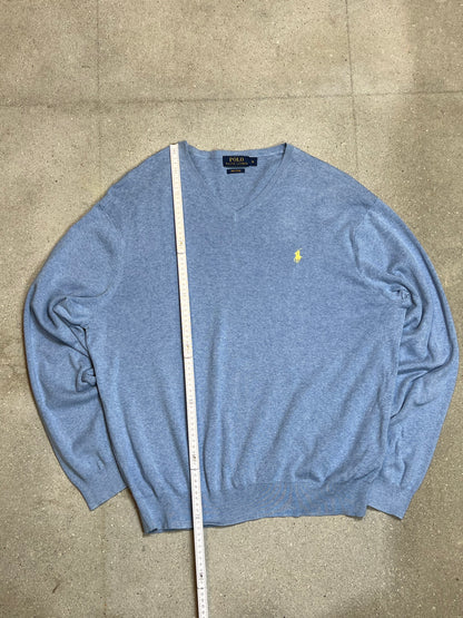 LT BLAUER VINTAGE RALPH LAUREN PIMA-BAUMWOLLSTRICK (XL)