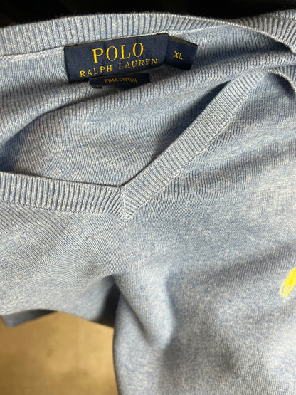 LT BLAUER VINTAGE RALPH LAUREN PIMA-BAUMWOLLSTRICK (XL)