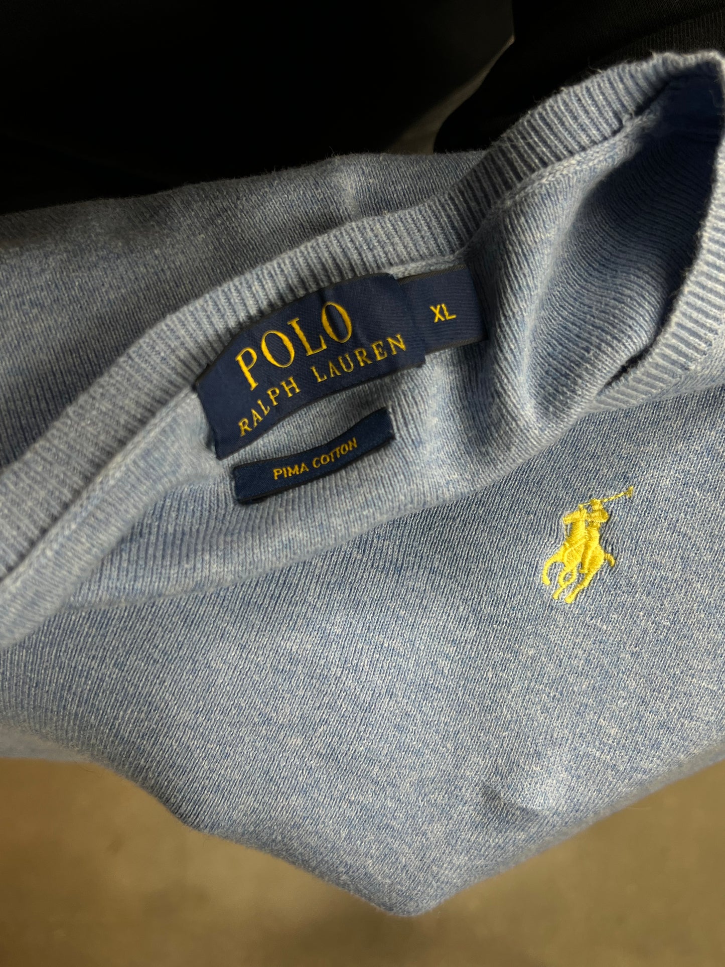 LT BLAUER VINTAGE RALPH LAUREN PIMA-BAUMWOLLSTRICK (XL)