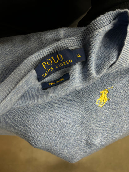 LT BLAUER VINTAGE RALPH LAUREN PIMA-BAUMWOLLSTRICK (XL)