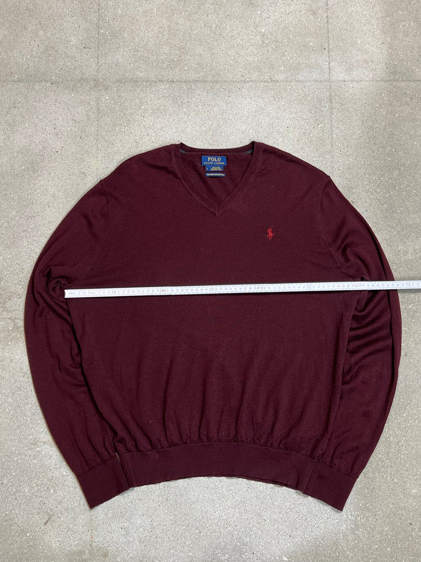 BORDEAUX VINTAGE RALPH LAUREN V-NECK KNIT (LARGE)