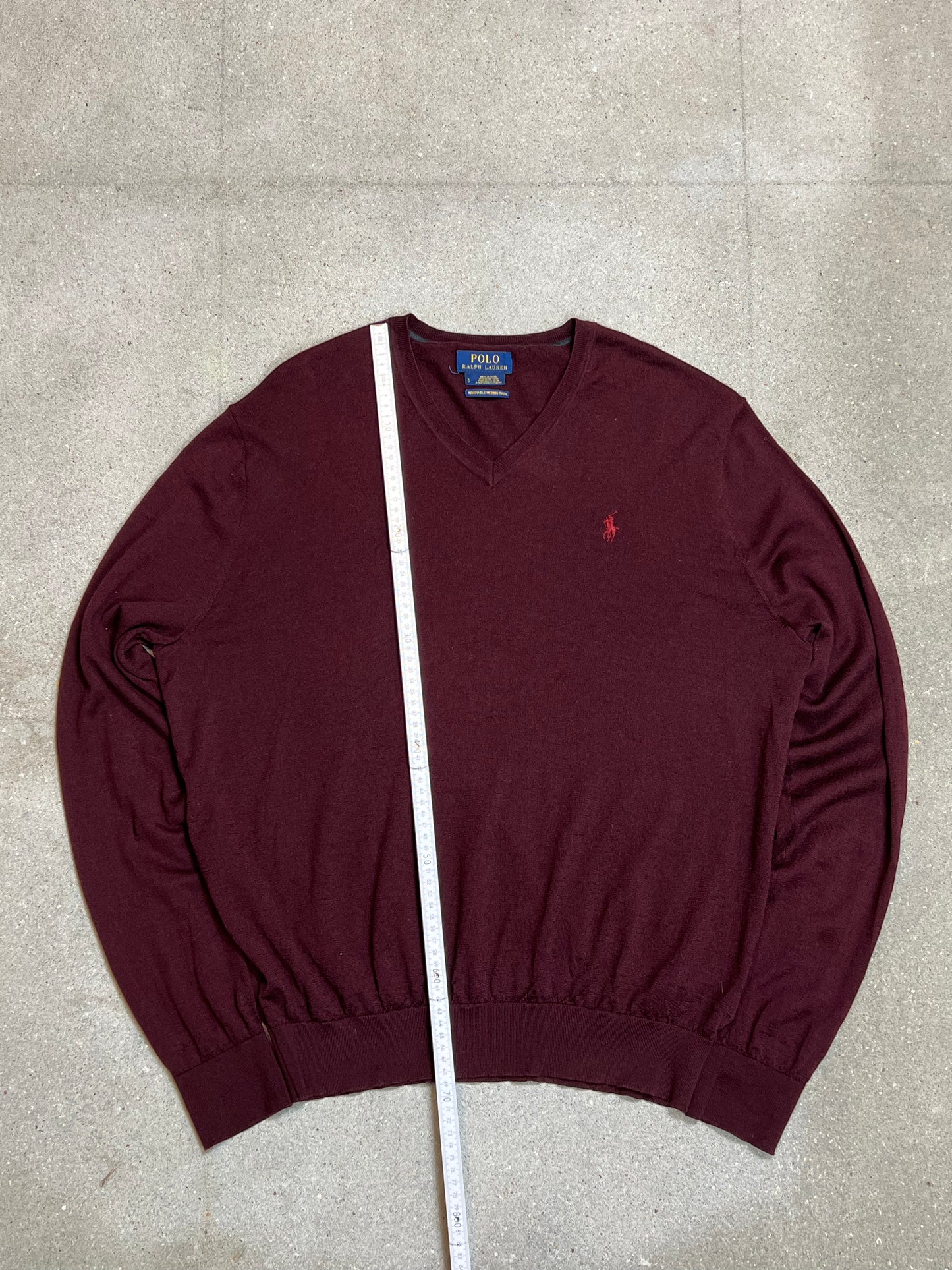BORDEAUX VINTAGE RALPH LAUREN V-NECK KNIT (LARGE)