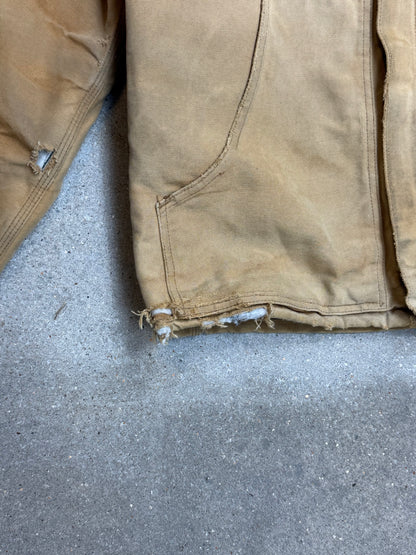 1990s Carhartt Heavy Distressed J02 BRN Insulated Jacket Duck Canvas Coat (Large)
