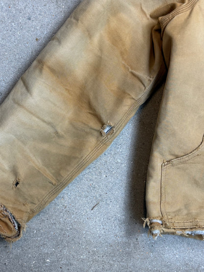 1990s Carhartt Heavy Distressed J02 BRN Insulated Jacket Duck Canvas Coat (Large)