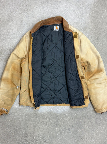 1990s Carhartt Heavy Distressed J02 BRN Insulated Jacket Duck Canvas Coat (Large)