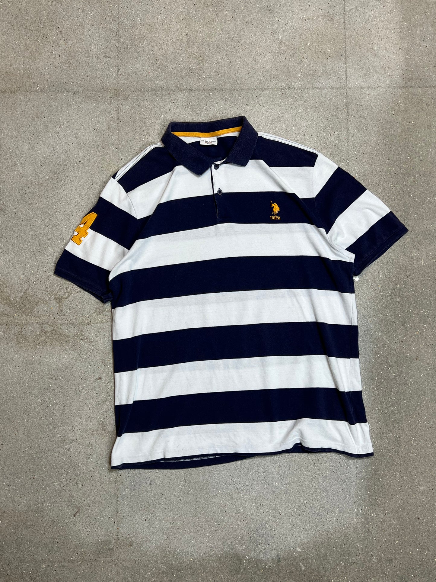 MARINEWEISSES USPA US POLO ASSN PIQUE-POLO MIT BLOCKSTREIFEN (XL)
