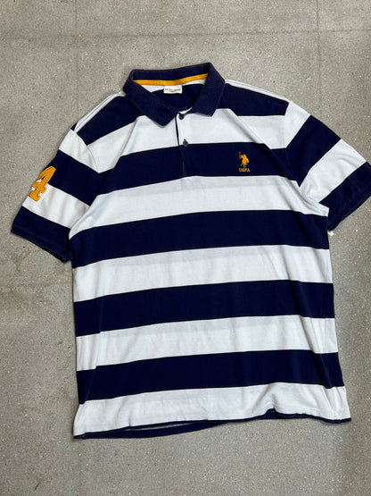 MARINEWEISSES USPA US POLO ASSN PIQUE-POLO MIT BLOCKSTREIFEN (XL)