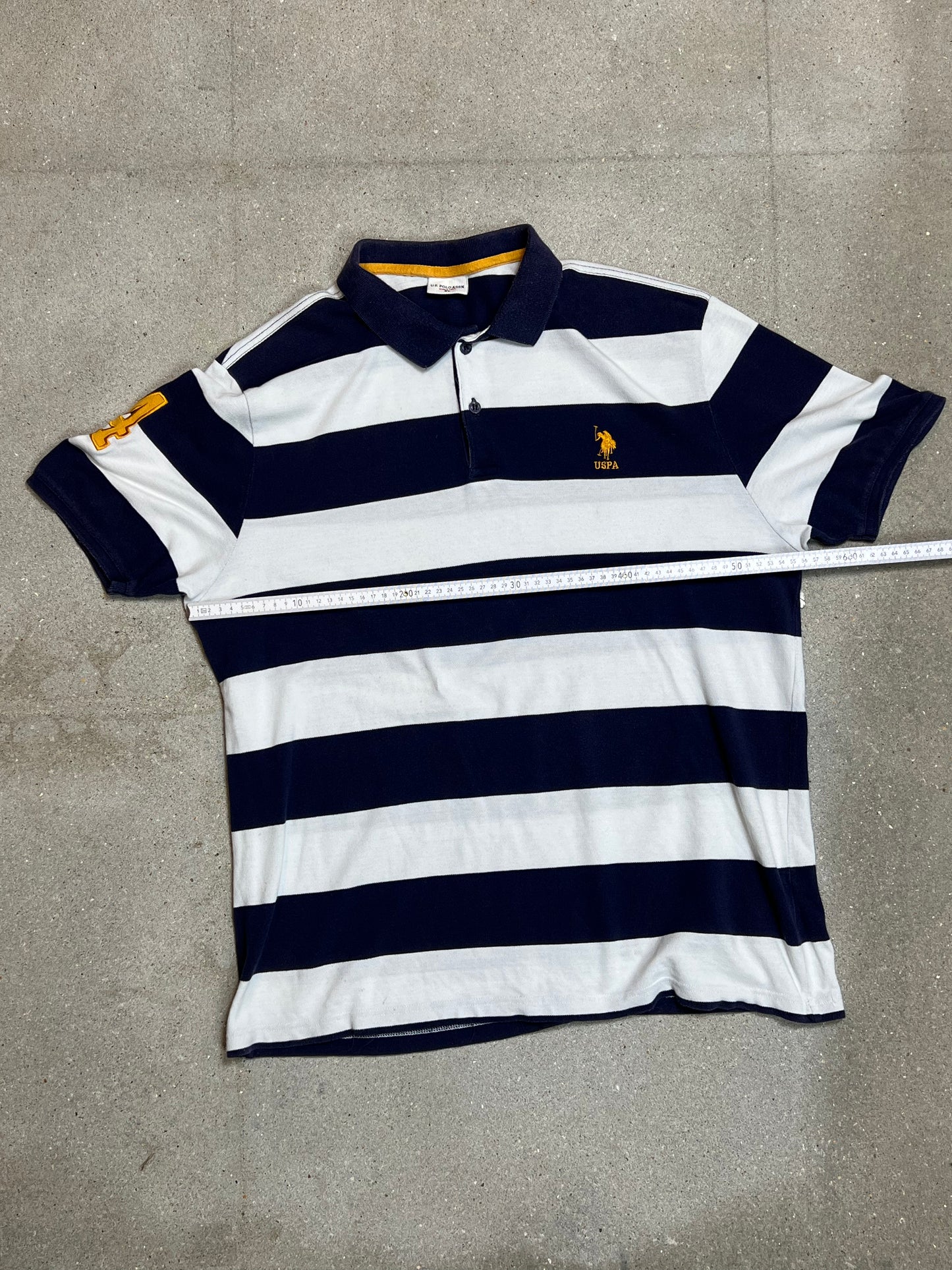 MARINEWEISSES USPA US POLO ASSN PIQUE-POLO MIT BLOCKSTREIFEN (XL)