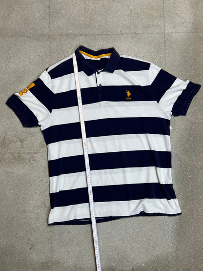 MARINEWEISSES USPA US POLO ASSN PIQUE-POLO MIT BLOCKSTREIFEN (XL)