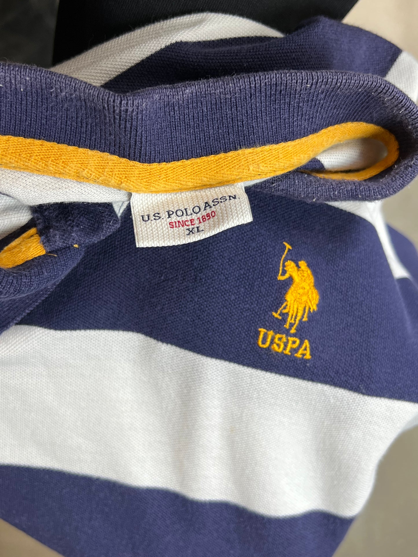 MARINEWEISSES USPA US POLO ASSN PIQUE-POLO MIT BLOCKSTREIFEN (XL)