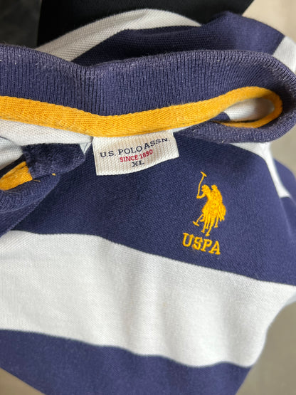 MARINEWEISSES USPA US POLO ASSN PIQUE-POLO MIT BLOCKSTREIFEN (XL)