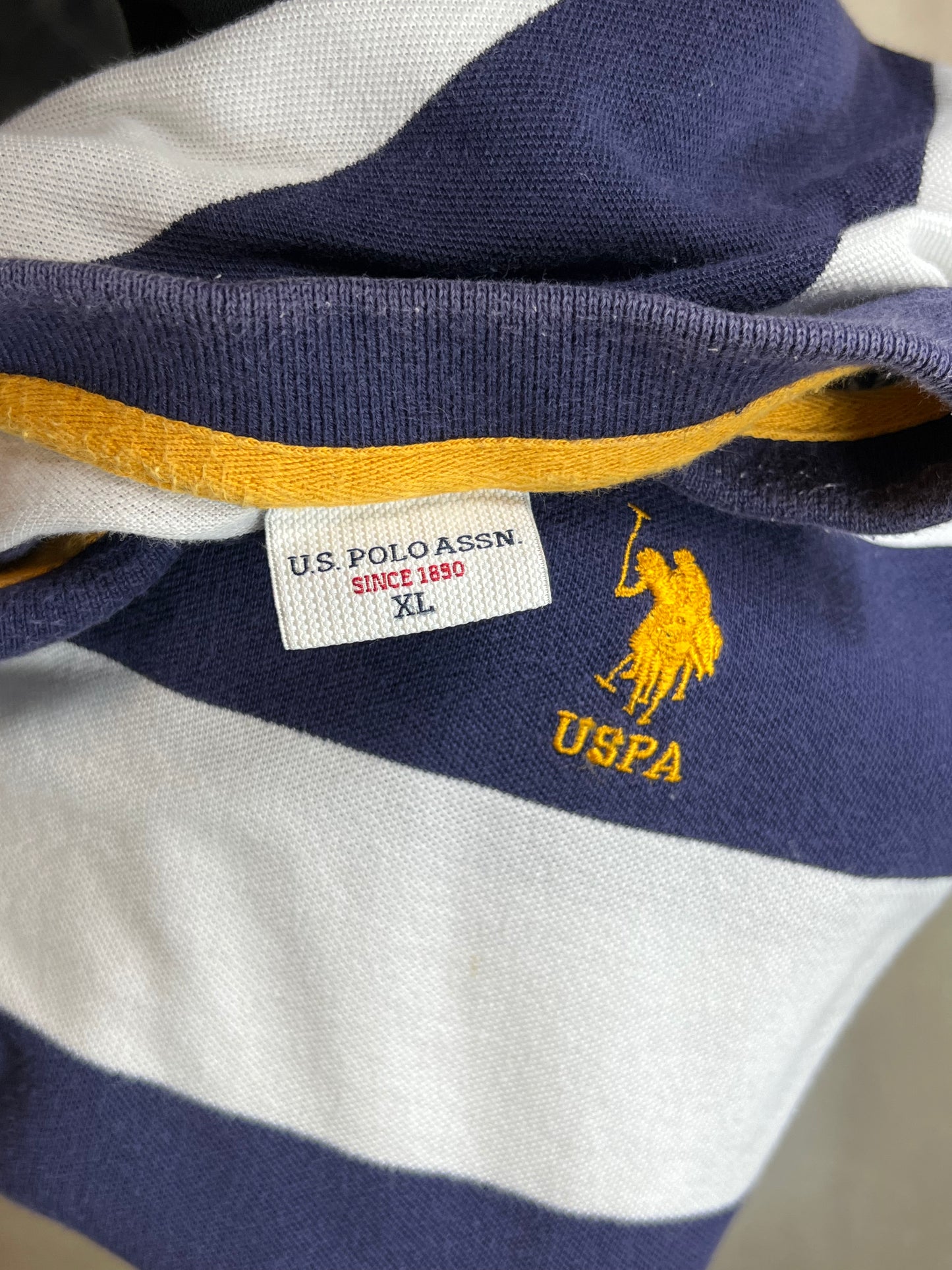 MARINEWEISSES USPA US POLO ASSN PIQUE-POLO MIT BLOCKSTREIFEN (XL)