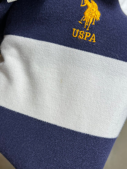 MARINEWEISSES USPA US POLO ASSN PIQUE-POLO MIT BLOCKSTREIFEN (XL)