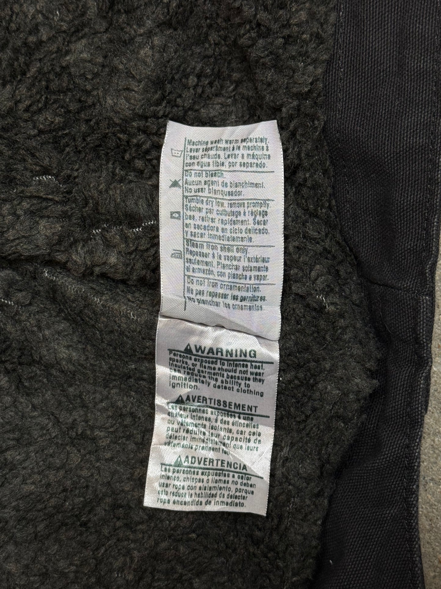 1990s Carhartt J141-BLK Mens Black Sherpa Lined Work Hooded Active Jacket (size XL Regular) Made in Mexico