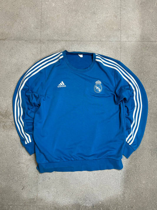 Azurblaues VINTAGE ADIDAS REAL MADRID FUSSBALL-SWEATSHIRT (XL)
