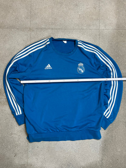 AZURE BLUE VINTAGE ADIDAS REAL MADRID FOOTBALL SWEATSHIRT (XL)