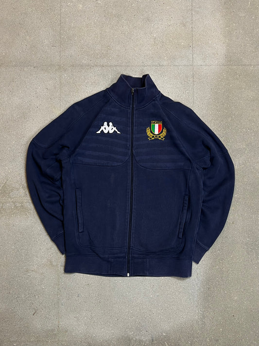 NAVY BLUE VINTAGE KAPPA ITALIA FIR EMBLEM ZIP SWEATSHIRT (LARGE)