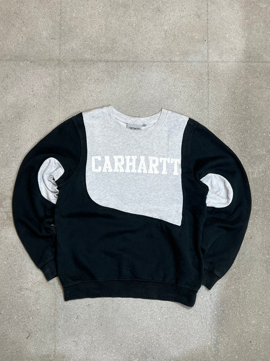 SCHWARZGRAUES VINTAGE CARHARTT SPELLOUT REWORK SWEATSHIRT (KLEIN)