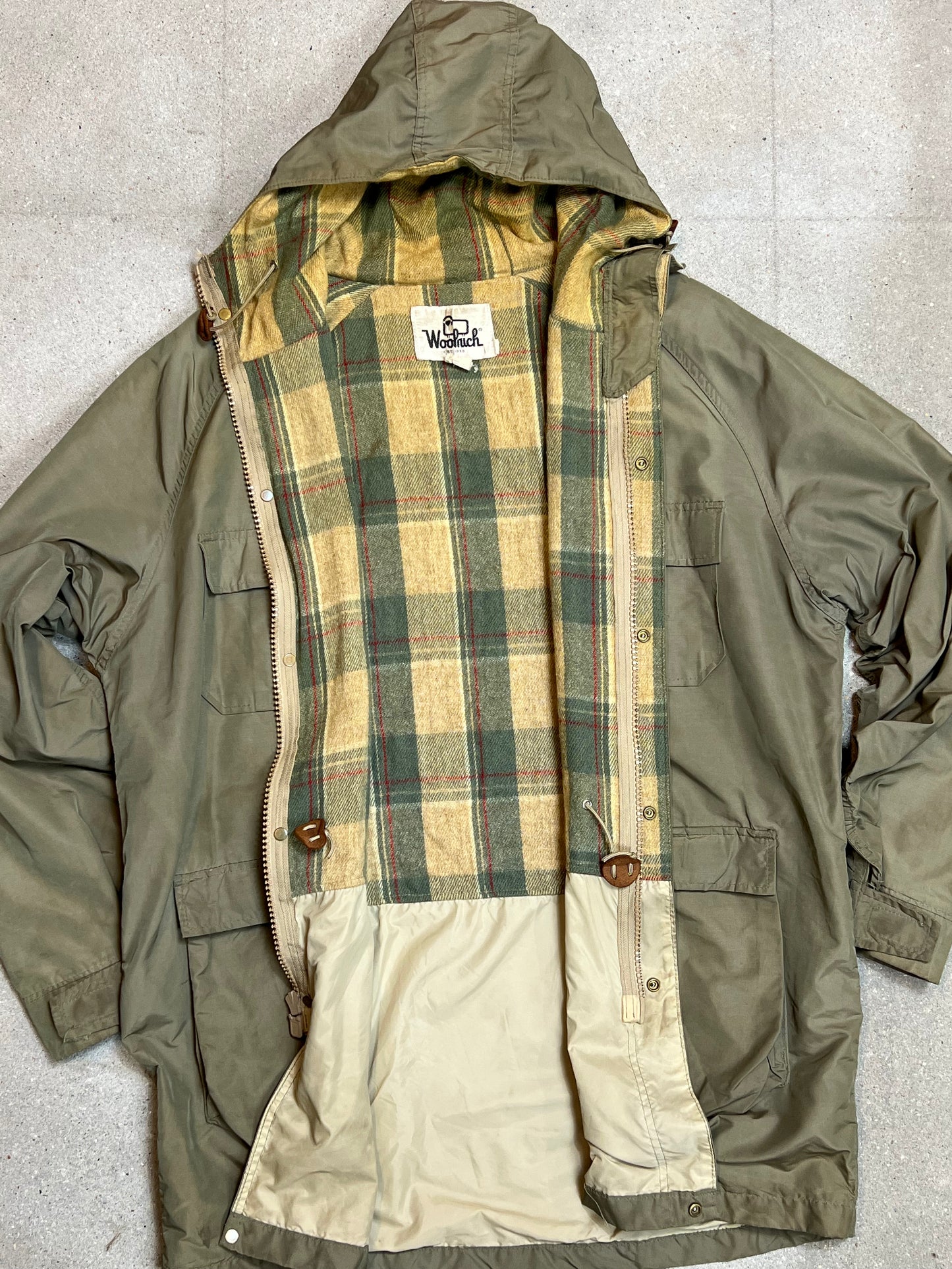 WOOLRICH 1980er-BARN-JACKE, GEPOLSTERTER WOLLPARKA (XL)
