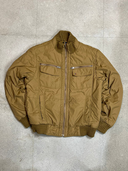 BEIGE SAND VINTAGE TOMMY HILFIGER WATTIERTE BOMBERJACKE (MITTEL)