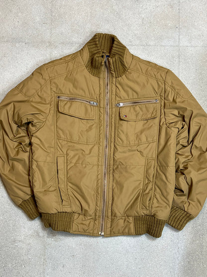 BEIGE SAND VINTAGE TOMMY HILFIGER WATTIERTE BOMBERJACKE (MITTEL)