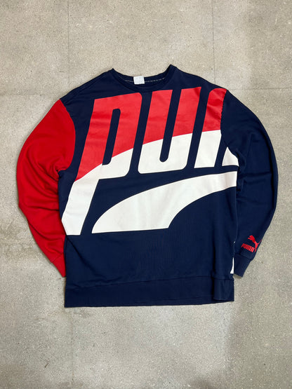 NAVY RED VINTAGE BOLD PUMA PRINT SWEATSHIRT (XLARGE)
