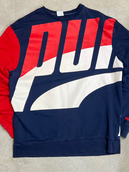 NAVY RED VINTAGE BOLD PUMA PRINT SWEATSHIRT (XLARGE)