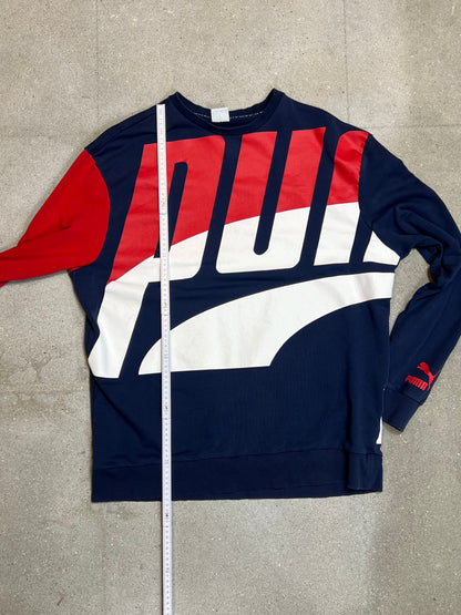 NAVY RED VINTAGE BOLD PUMA PRINT SWEATSHIRT (XLARGE)
