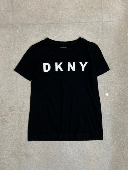 SCHWARZES VINTAGE-T-SHIRT MIT DKNY-DONNA-KAREN-NEW-YORK-LOGO (XXS)