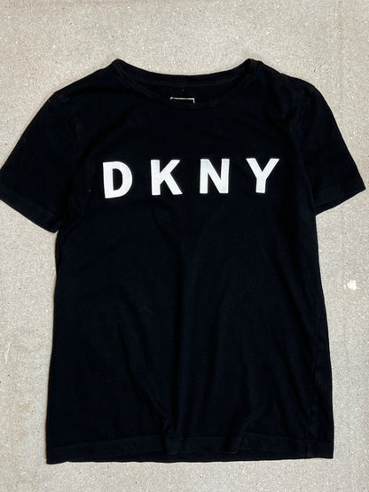 SCHWARZES VINTAGE-T-SHIRT MIT DKNY-DONNA-KAREN-NEW-YORK-LOGO (XXS)