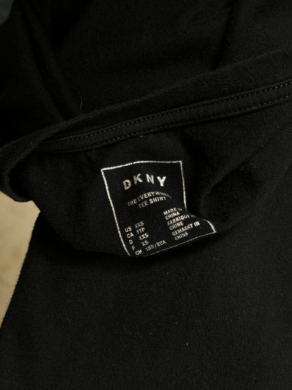 SCHWARZES VINTAGE-T-SHIRT MIT DKNY-DONNA-KAREN-NEW-YORK-LOGO (XXS)