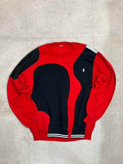 SCHWARZROTES VINTAGE-SWEATSHIRT VON RALPH LAUREN REWORK (GROSS)