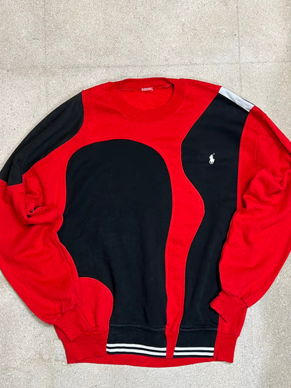 SCHWARZROTES VINTAGE-SWEATSHIRT VON RALPH LAUREN REWORK (GROSS)