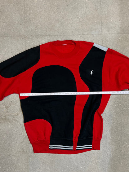 SCHWARZROTES VINTAGE-SWEATSHIRT VON RALPH LAUREN REWORK (GROSS)