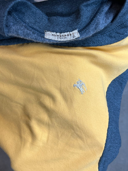 YELLOW BLUE VINTAGE BURBERRY RENEWED UPCYCLED SWEATSHIRT (SMALL)