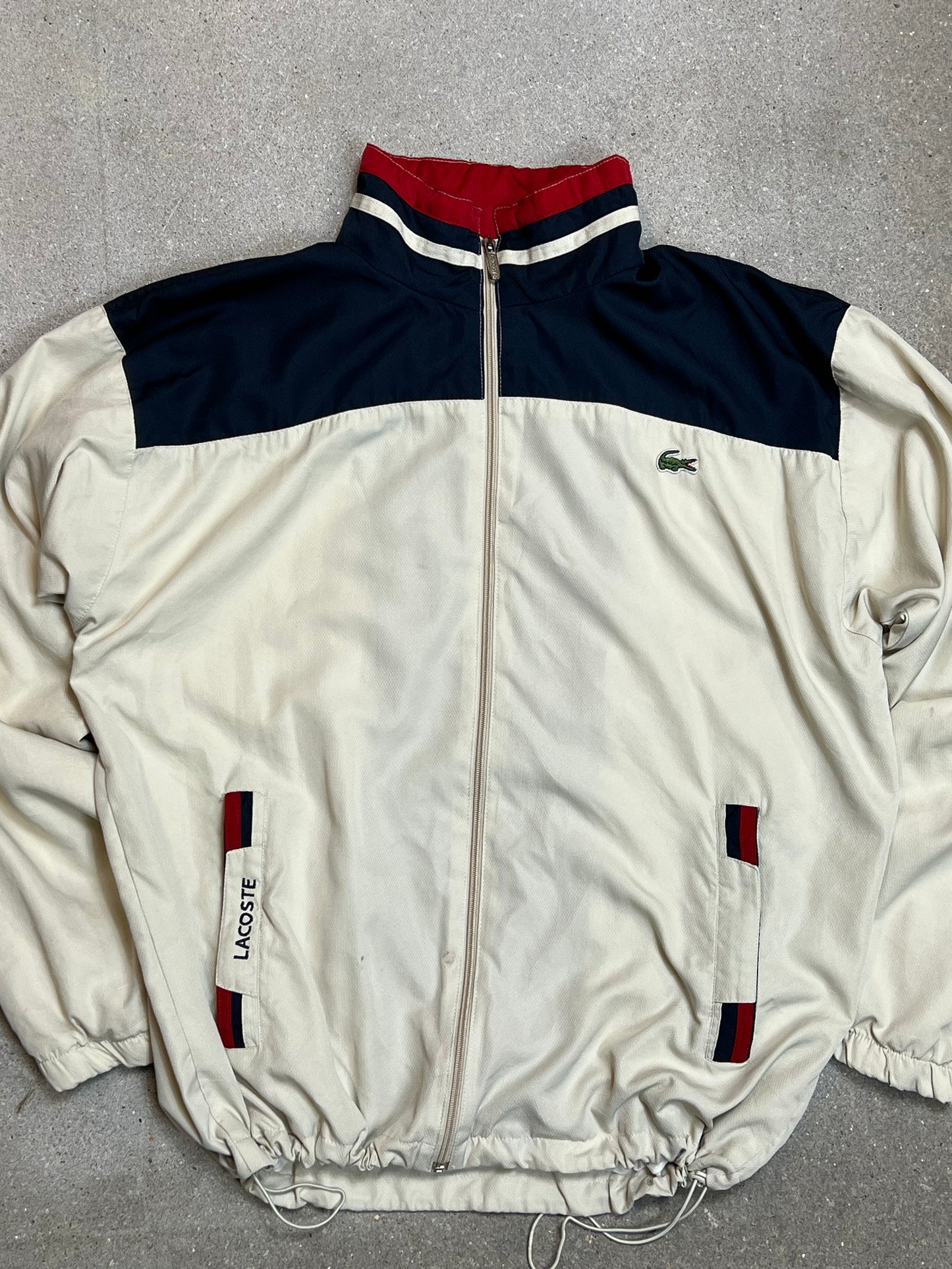 MARINEBLAUES VINTAGE-LACOSTE-LOGO MIT VIERTELREISSVERSCHLUSS (5 / Mittel)