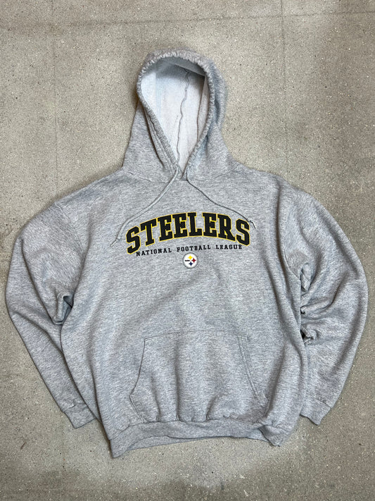 VERBLISSTER SCHWARZER VINTAGE NIKE „CENTER SWOOSH“ UNIVERSITY HOODIE (S)