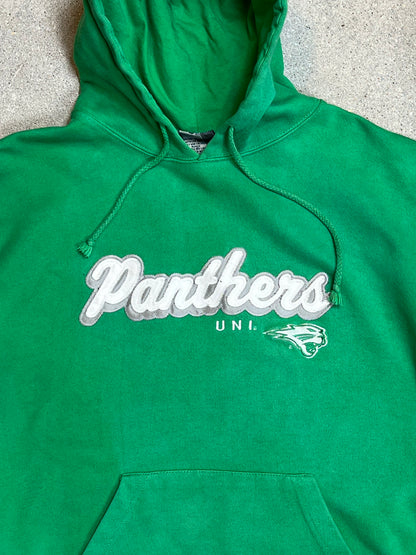 VERBLISSTER SCHWARZER VINTAGE NIKE „CENTER SWOOSH“ UNIVERSITY HOODIE (S)