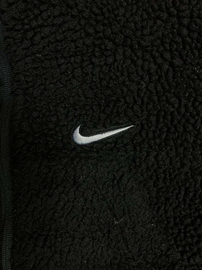 Black vintage Nike big swoosh backprint cropped teddy sherpa jacket (Medium)