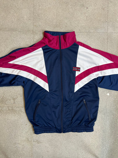 Blue Raspberry 80s vintage oversized zip track jacket (Large)