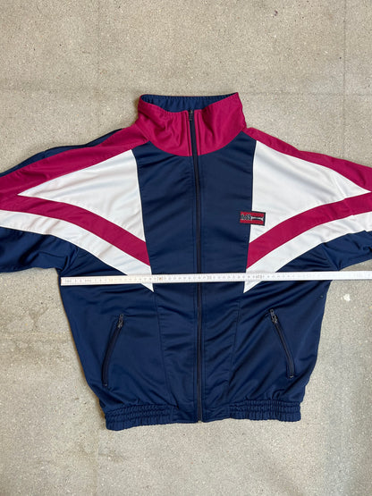 Blue Raspberry 80s vintage oversized zip track jacket (Large)