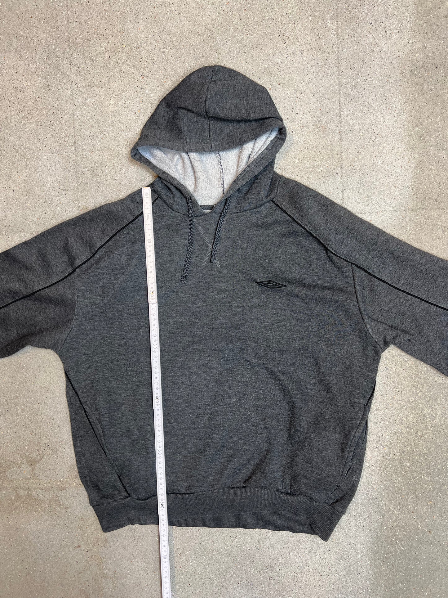 DK y2k Grey Umbro Small Logo Hoodie (Large)