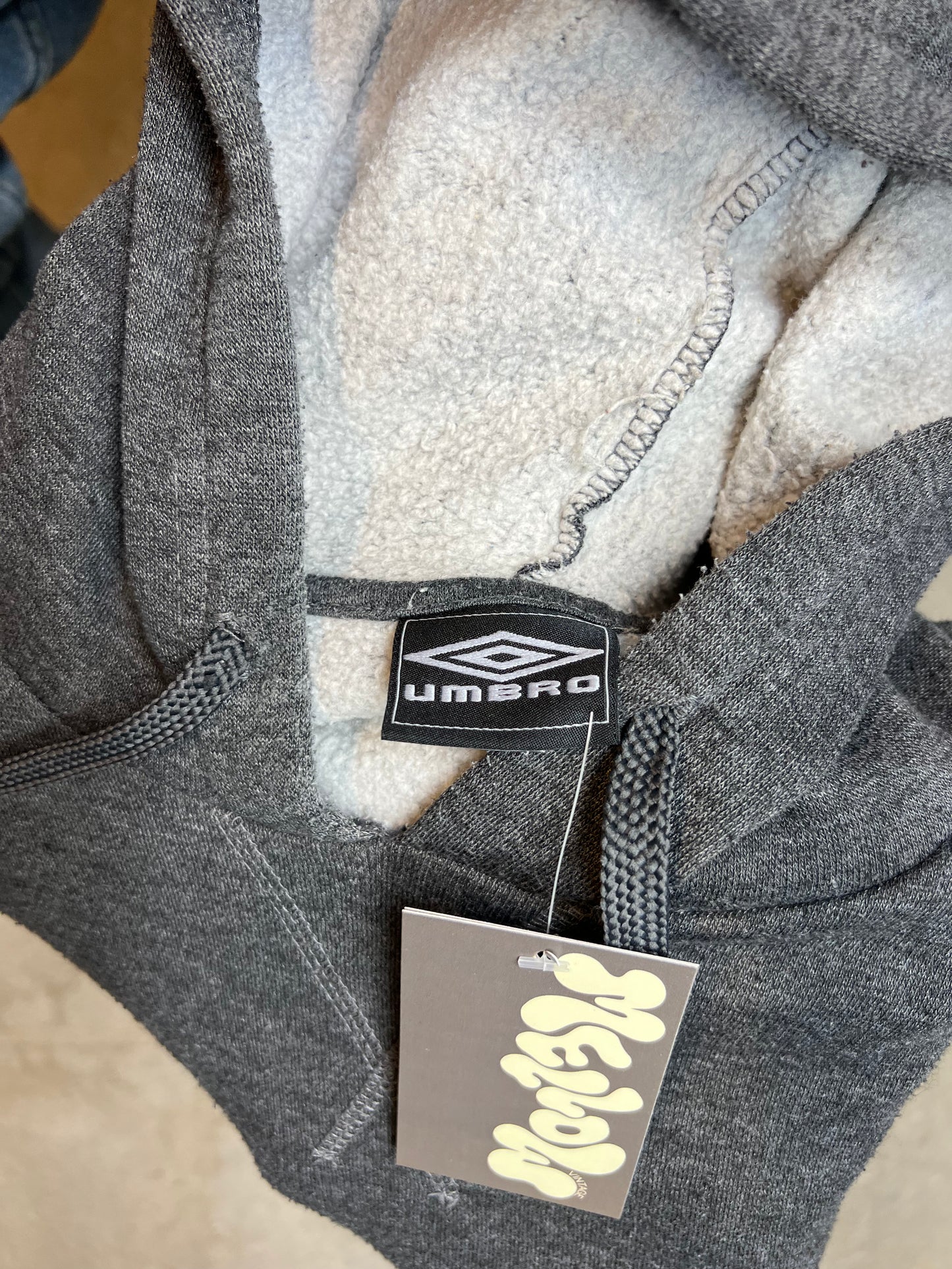 DK y2k Grey Umbro Small Logo Hoodie (Large)