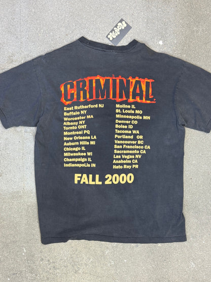Fall 2000 Eminem Slim Shady Criminal Tour Tee Tultex Preshrunk tag Single stitch (XL) Rap Tee