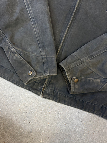 Rare 1990s Carhartt Detroit Jacket J97 PTL faded dark green / contrast collar (size XL) (size X-Large regular)