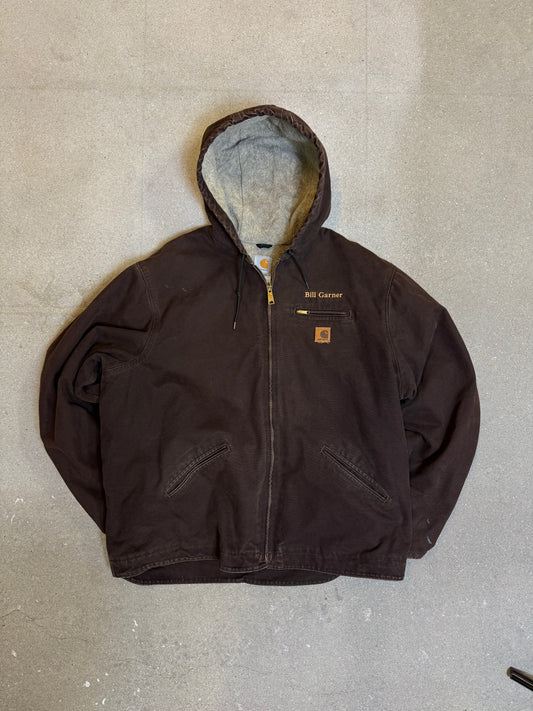 1990s Carhartt Active Jacket J141 DKB in Faded Brown 'Bill Garner'  (size XXL) (2XL Tall) Assembled in mexico